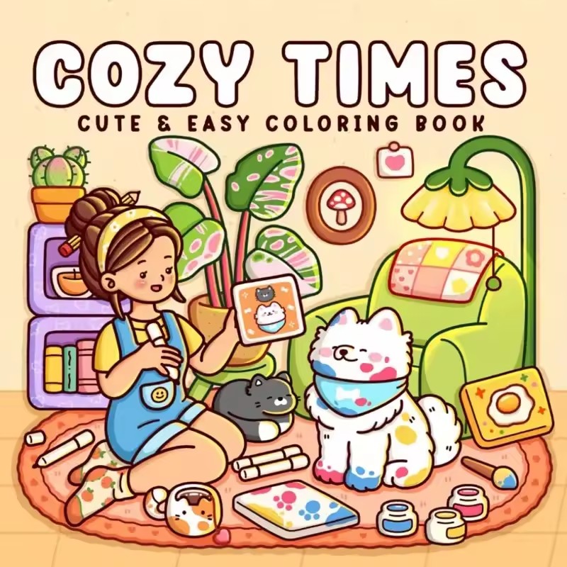 Adult Coloring Book Stress Relief - Przytulna Czasowa Urocza i Łatwa Kolorowanka