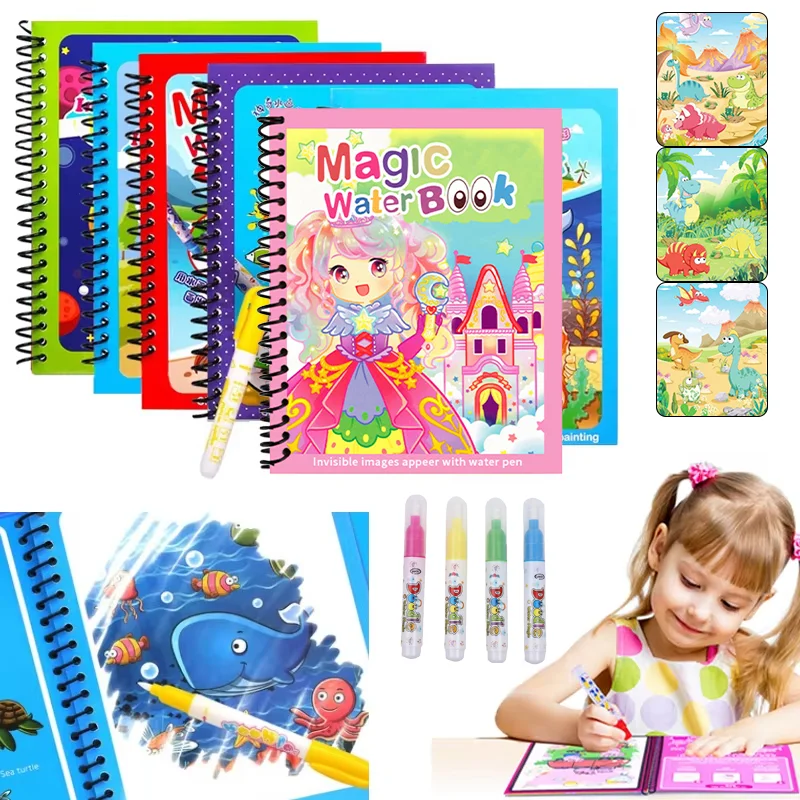 Reusable Water Magic Coloring Book - Magiczna książeczka do rysowania wodą z